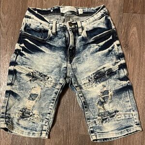 Revo Men's Jean Shorts - Black and White Distressed